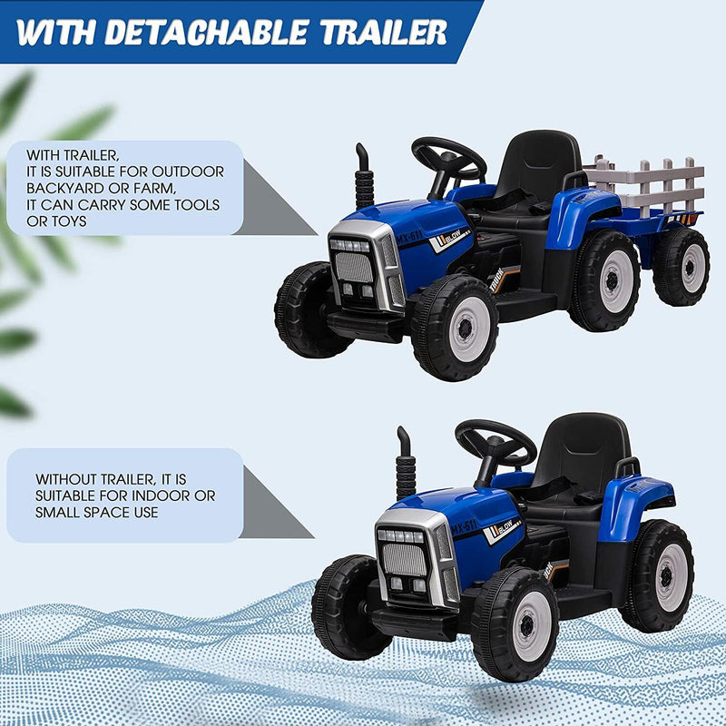 Load image into Gallery viewer, 12V Electric Tractor Ride-On Toy with Trailer for Kids
