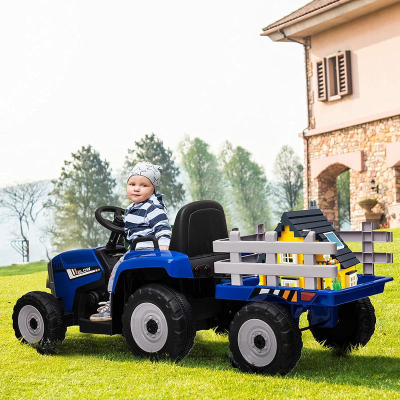 Load image into Gallery viewer, 12V Electric Tractor Ride-On Toy with Trailer for Kids
