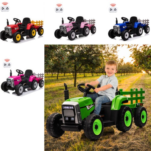Load image into Gallery viewer, 12V Electric Tractor with Trailer Ride-On Car for Kids - 25W/35W Control Included
