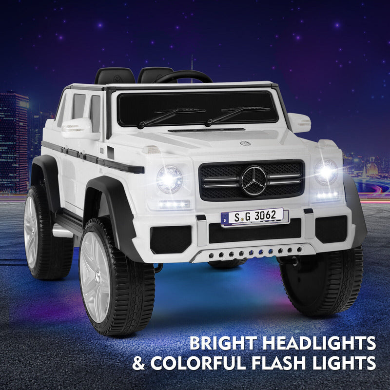 Load image into Gallery viewer, 12V Electric White Mercedes-Benz Ride On Car with LED Lights, MP3 Player, and Remote Control for Kids

