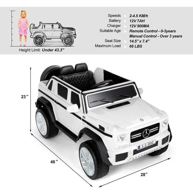 Load image into Gallery viewer, 12V Electric White Mercedes-Benz Ride On Car with LED Lights, MP3 Player, and Remote Control for Kids
