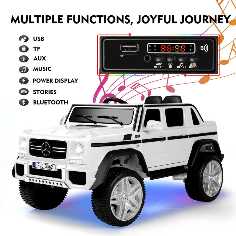 Load image into Gallery viewer, 12V Electric White Mercedes-Benz Ride On Car with LED Lights, MP3 Player, and Remote Control for Kids
