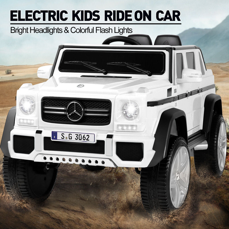Load image into Gallery viewer, 12V Electric White Mercedes-Benz Ride On Car with LED Lights, MP3 Player, and Remote Control for Kids
