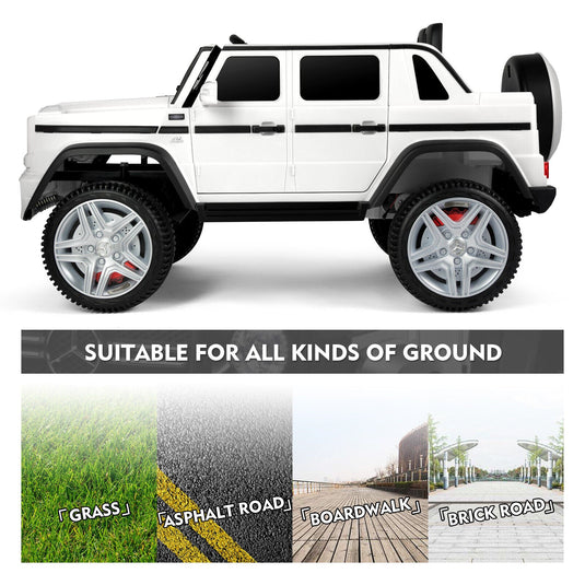 Electric Ride-On Car for Kids with Music, LED Lights, and Remote Control - 3 Speeds - White