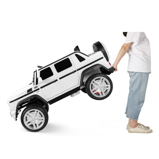 Electric Ride-On Car for Kids with Music, LED Lights, and Remote Control - 3 Speeds - White