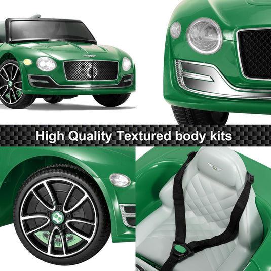12V Green Electric Ride On Car for Kids with Remote Control - Inspired by Bentley Design