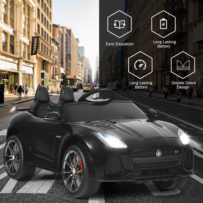 Load image into Gallery viewer, 12V Jaguar F-Type SVR Licensed Kids Ride On Car with MP3 Player and Lights in Black
