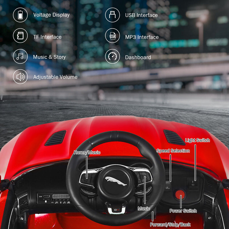 Load image into Gallery viewer, 12V Jaguar F-Type SVR Licensed Kids Ride On Car with MP3 Player and Lights in Red
