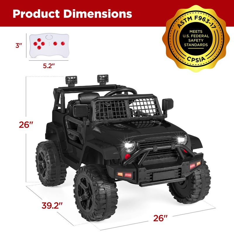 Load image into Gallery viewer, 12V Jeep Kids Ride-On Truck with Remote Control, Spring Suspension, and LED Lights
