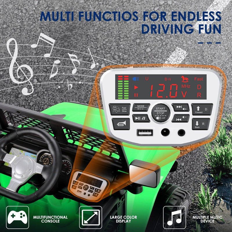 Load image into Gallery viewer, 12V Electric Kids Ride-On Truck Car Jeep with MP3 Player, Remote Control, and 2 Seats - LED Lights Included
