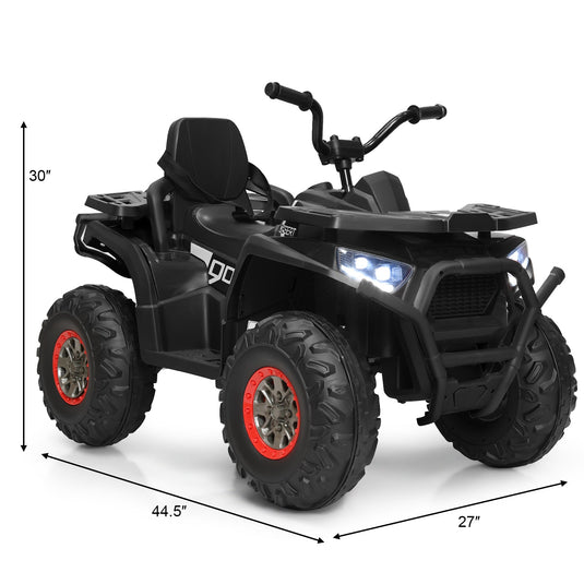 12V Kids Electric Ride On Car Toy with LED Lights in Black, Red, or White