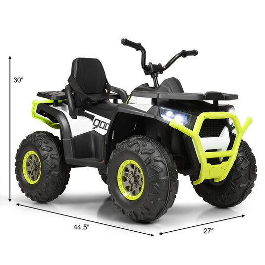 12V Kids Electric Ride On Car Toy with LED Lights in Black, Red, or White