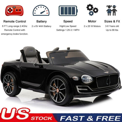 Load image into Gallery viewer, BENTLEY Style 12V Electric Kids Ride On Car Racer with Double Seats Control in Black
