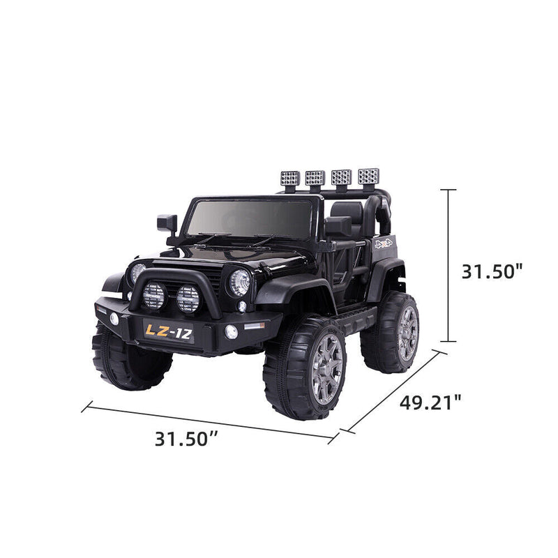 Load image into Gallery viewer, 12V Kids Ride-On Jeep with Music, RC Remote Control, and Black Finish
