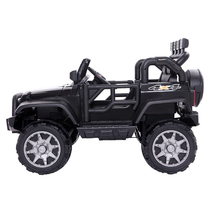 Load image into Gallery viewer, 12V Kids Ride-On Jeep with Music, RC Remote Control, and Black Finish
