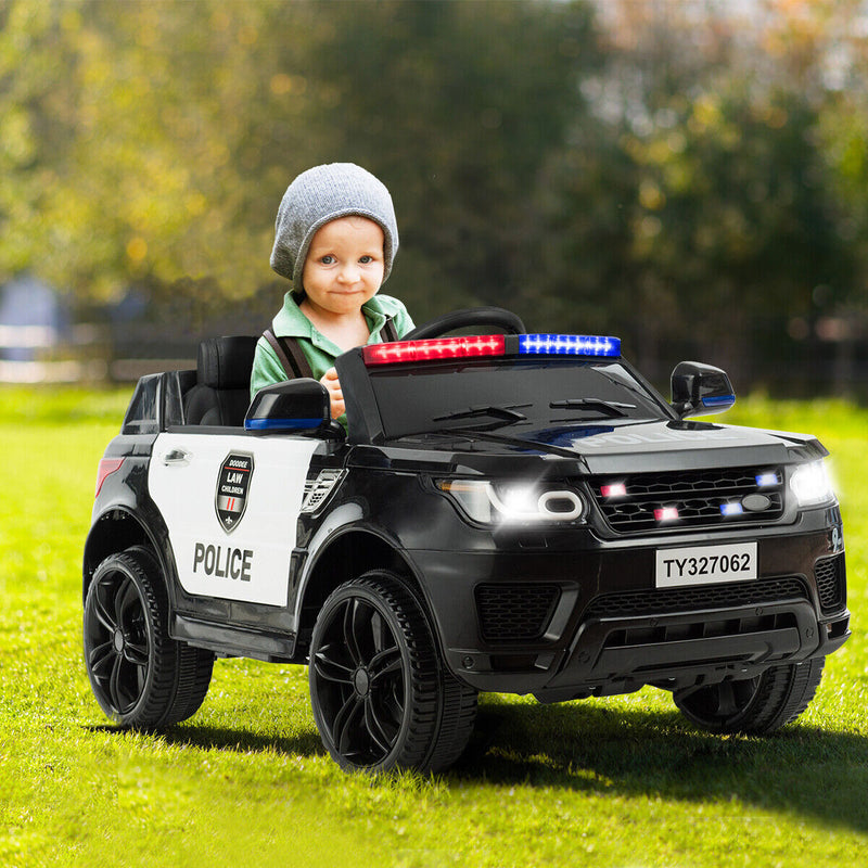 Load image into Gallery viewer, 12V Kids Ride On Police Car with RC Control, Light &amp; Siren - Black
