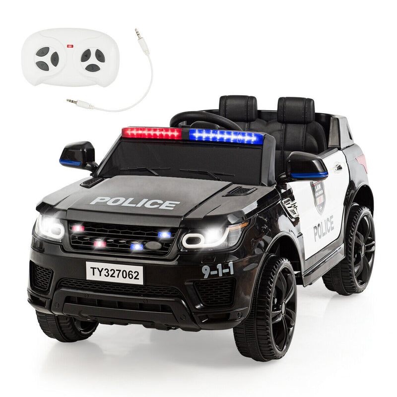 Load image into Gallery viewer, 12V Kids Ride On Police Car with RC Control, Light &amp; Siren - Black
