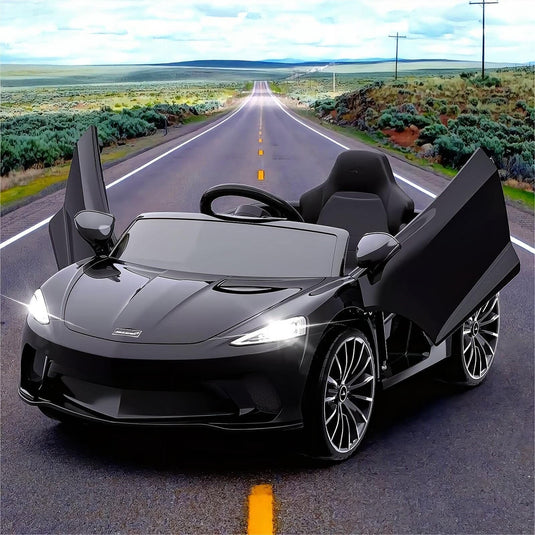 12V Kids Ride-On Sports Car with Hydraulic Doors and Seat Belt