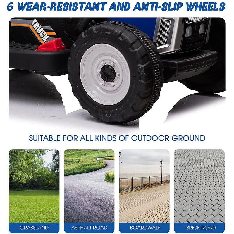 Load image into Gallery viewer, 12V Kids Ride On Tractor Trailer with Lights - Battery Powered Toy Car
