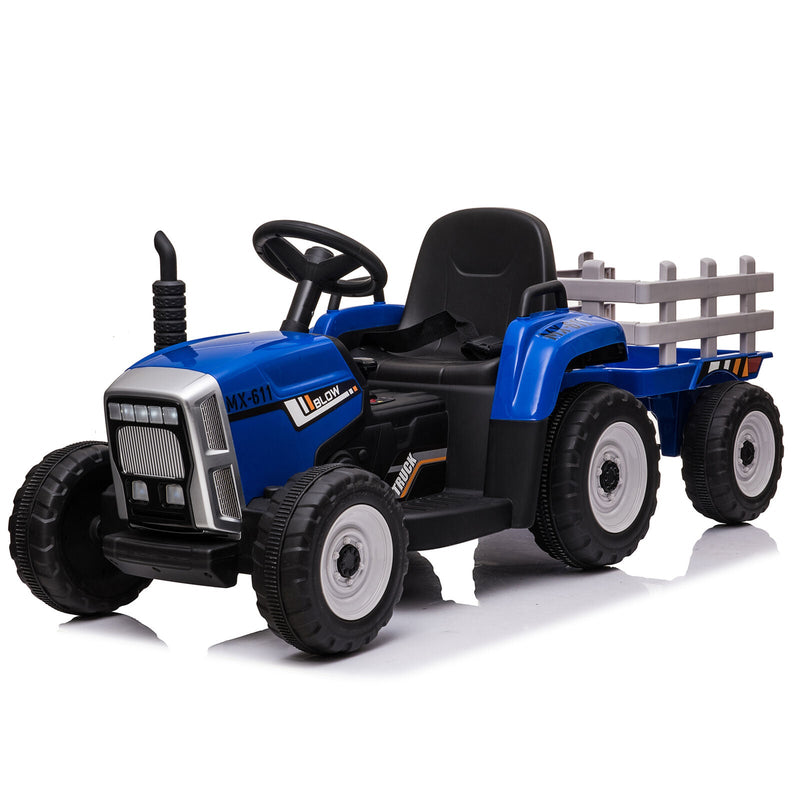 Load image into Gallery viewer, 12V Kids Ride On Tractor Trailer with Lights - Battery Powered Toy Car
