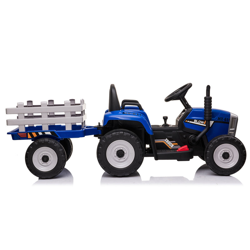 Load image into Gallery viewer, 12V Kids Ride On Tractor Trailer with Lights - Battery Powered Toy Car
