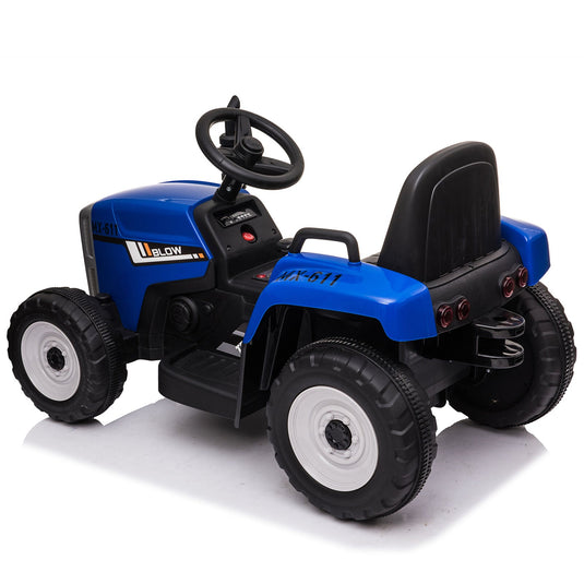 12V Kids Ride On Tractor Trailer with Lights - Battery Powered Toy Car