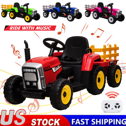 Load image into Gallery viewer, 12V Kids Ride-On Tractor with Remote Control and Trailer Attachment
