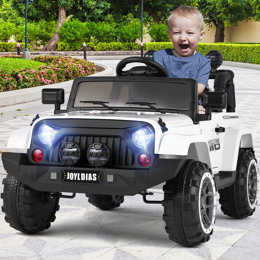 12V Kids Ride On Truck Car with Remote Control, LED Lights, 3 Speeds, and Music Storage