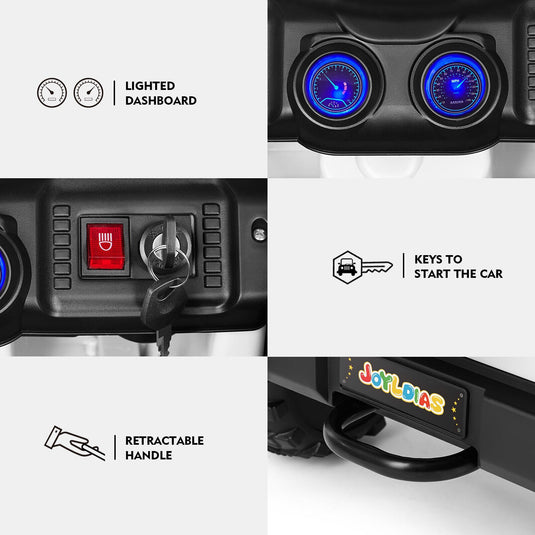 12V Kids Ride On Truck Car with Remote Control, LED Lights, 3 Speeds, and Music Storage