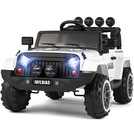 12V Electric Ride-On Toy Truck for Kids with Remote Control, Music, LED Lights, and Storage