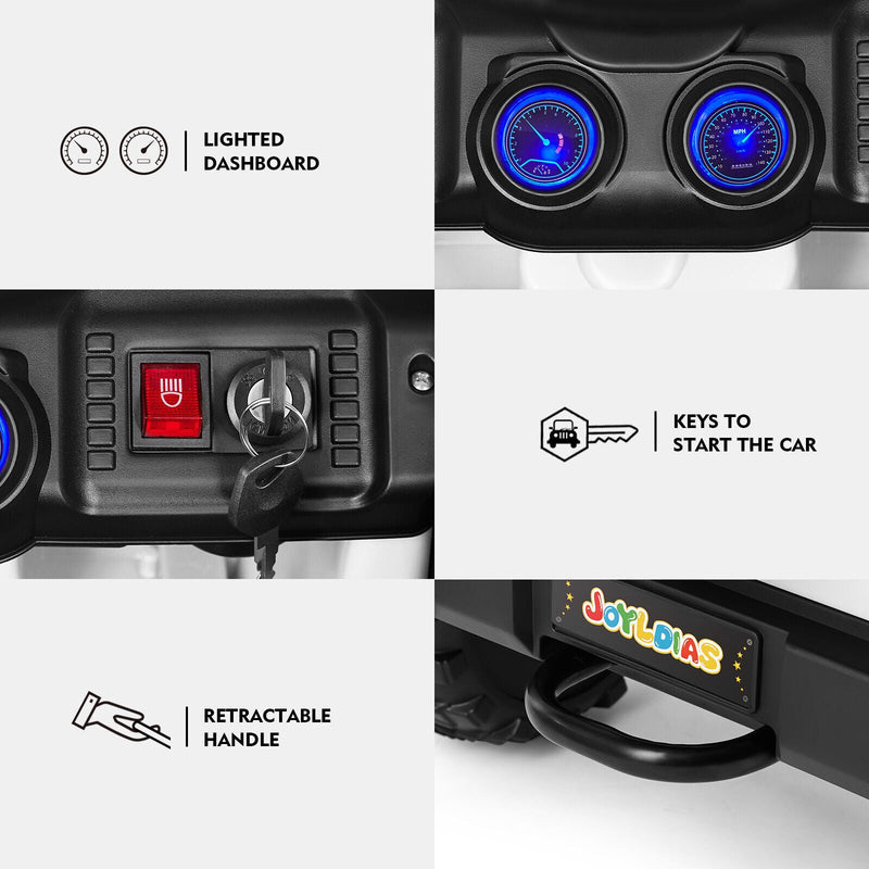 Load image into Gallery viewer, 12V Electric Ride On Truck for Kids with Storage, LED Lights, MP3 Player, Bluetooth, and Remote Control - White
