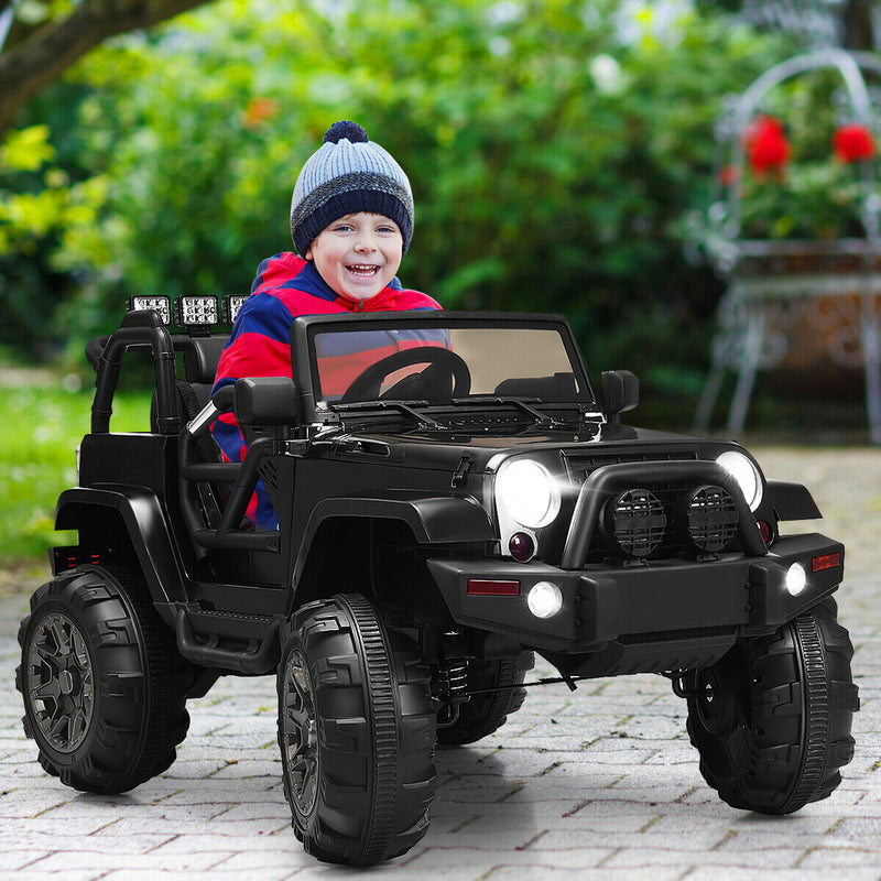 Load image into Gallery viewer, 12V Kids Ride On Truck Car with Remote Control, MP3 Music, and LED Lights in Black
