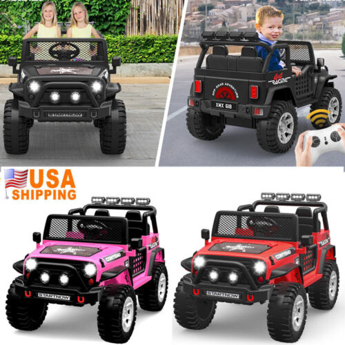 Load image into Gallery viewer, 12V Kids Ride On Truck Car with Safety Belt, MP3 and LED Lights - Perfect Xmas Gift for Two!
