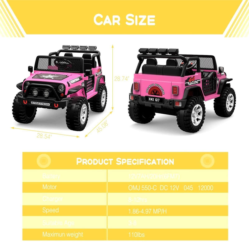 Load image into Gallery viewer, 12V Kids Ride On Truck Car with Safety Belt, MP3 and LED Lights - Perfect Xmas Gift for Two!
