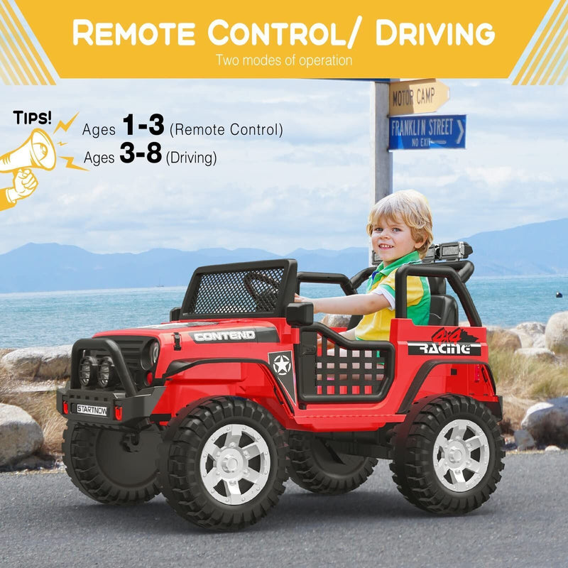 Load image into Gallery viewer, 12V Kids Ride On Truck Car with Safety Belt, MP3 and LED Lights - Perfect Xmas Gift for Two!
