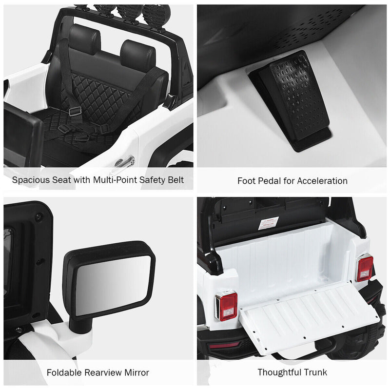 Load image into Gallery viewer, 12V Kids Ride On Truck with RC Control, LED Lights, Music, and Spring Suspension in White
