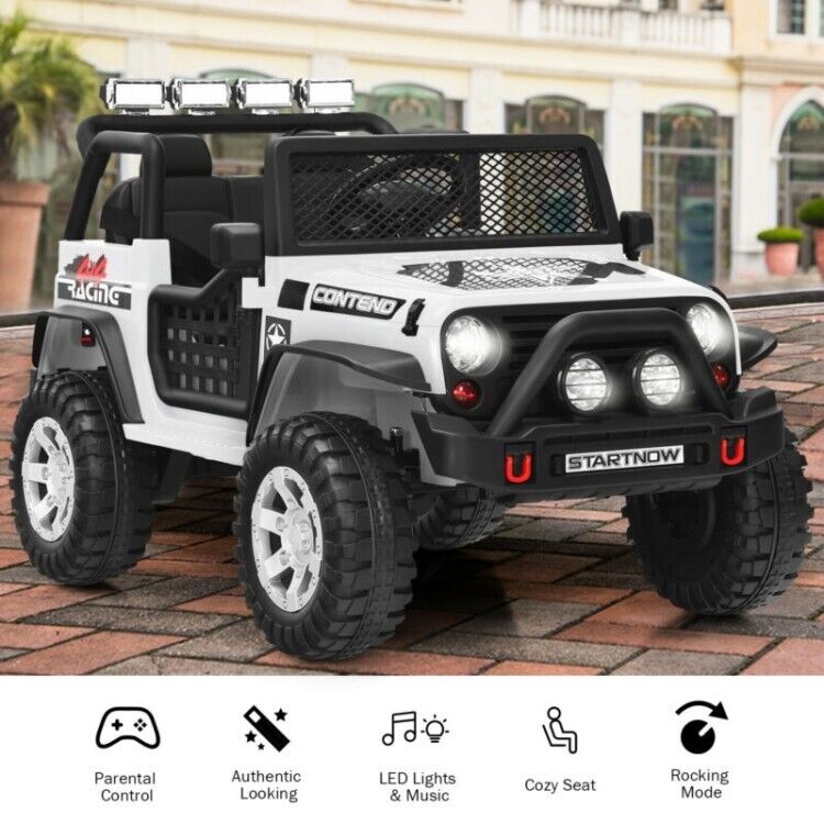 Load image into Gallery viewer, 12V Kids Ride On Truck with Remote Control, LED Lights, 3-Speeds, and Music
