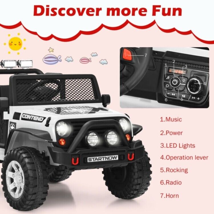Load image into Gallery viewer, 12V Kids Ride On Truck with Remote Control, LED Lights, 3-Speeds, and Music
