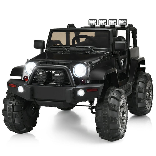 12V Kids Ride-On Truck with Remote Control, MP3 Music, and LED Lights in Black