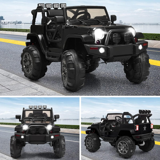 12V Kids Ride-On Truck with Remote Control, MP3 Music, and LED Lights in Black