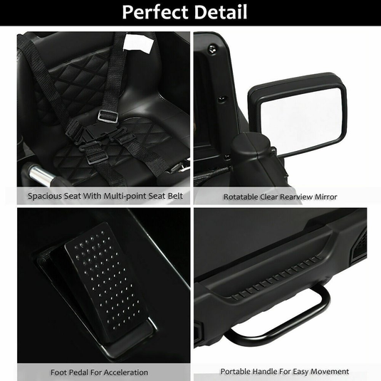 12V Kids Ride-On Truck with Remote Control, MP3 Music, and LED Lights in Black