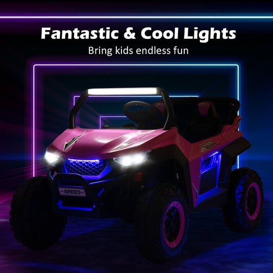 12V Kids Ride On UTV with Suspension, Lights & Music - RC Electric Vehicle for 2 Children