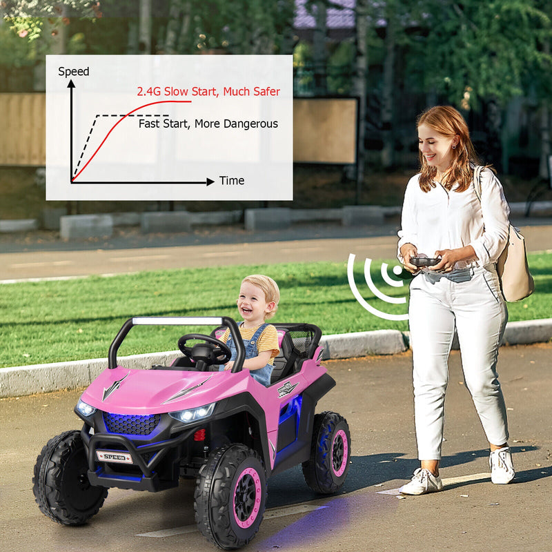 Load image into Gallery viewer, 12V Kids Ride On UTV with Suspension, Lights &amp; Music - RC Electric Vehicle for 2 Children
