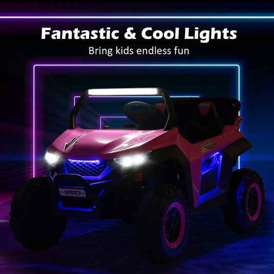 12V Kids Ride On UTV with Suspension, Lights & Music - RC Electric Vehicle for 2 Children
