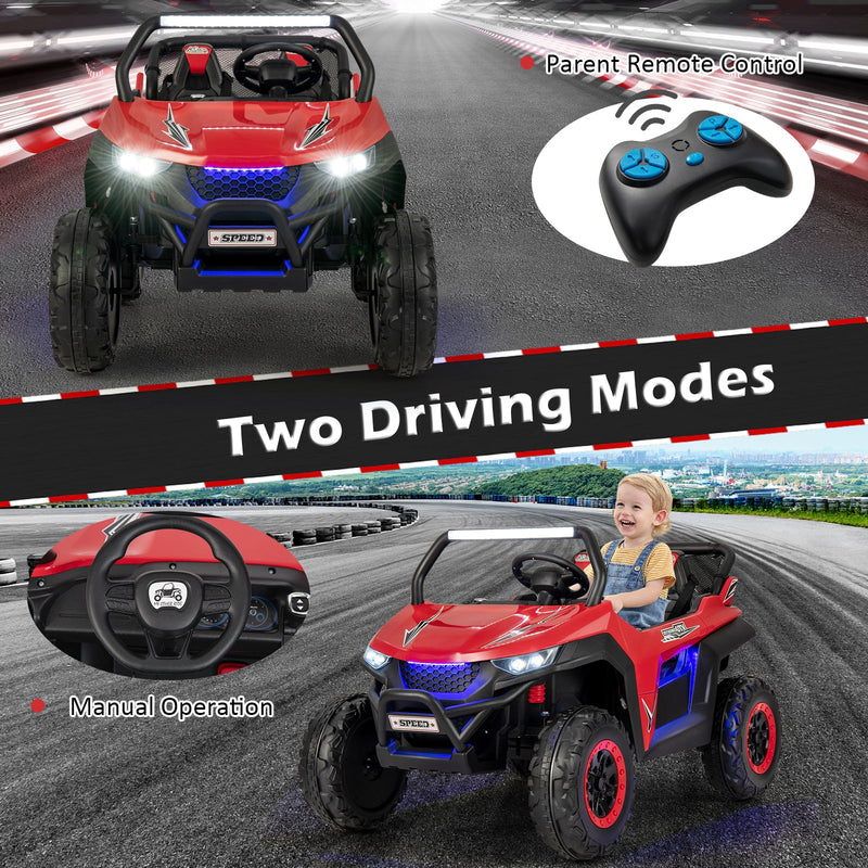 Load image into Gallery viewer, 12V Kids Ride On UTV with Suspension, Lights &amp; Music - RC Electric Vehicle for 2 Children
