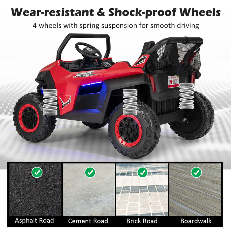 Load image into Gallery viewer, 12V Kids Ride On UTV with Suspension, Lights &amp; Music - RC Electric Vehicle for 2 Children
