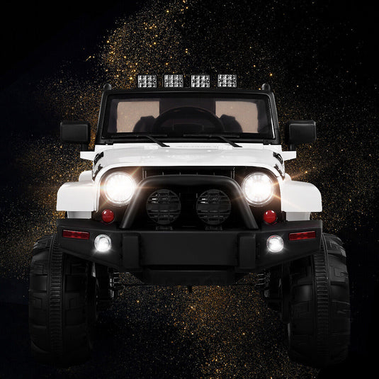 12V Kids Truck Car with Remote Control, MP3 Music, LED Lights - White