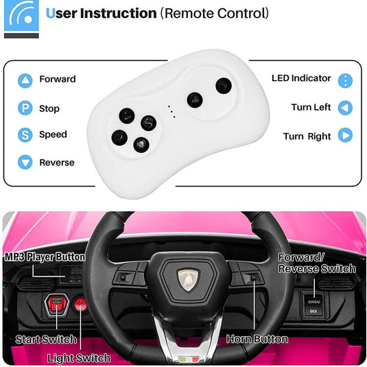 12V Lamborghini Ride-On Cars with Remote Control - Available in Various Colors