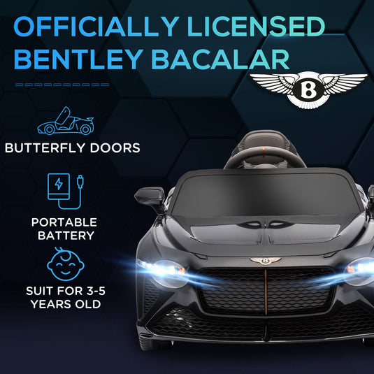 12V Licensed Bentley Bacalar Kids Ride on Car with Butterfly Doors in Black