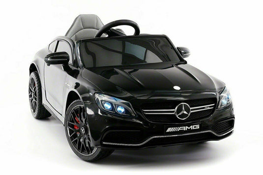 12V Licensed C63S Mercedes Kid's Ride-On Sports Car with Rubber Tires, Lights, and Remote Control